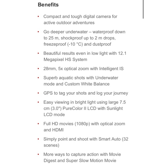 Canon PowerShot D30 Waterproof Shockproof 28mm, 5x optical zoom GPS 1080P - Picture 6 of 10